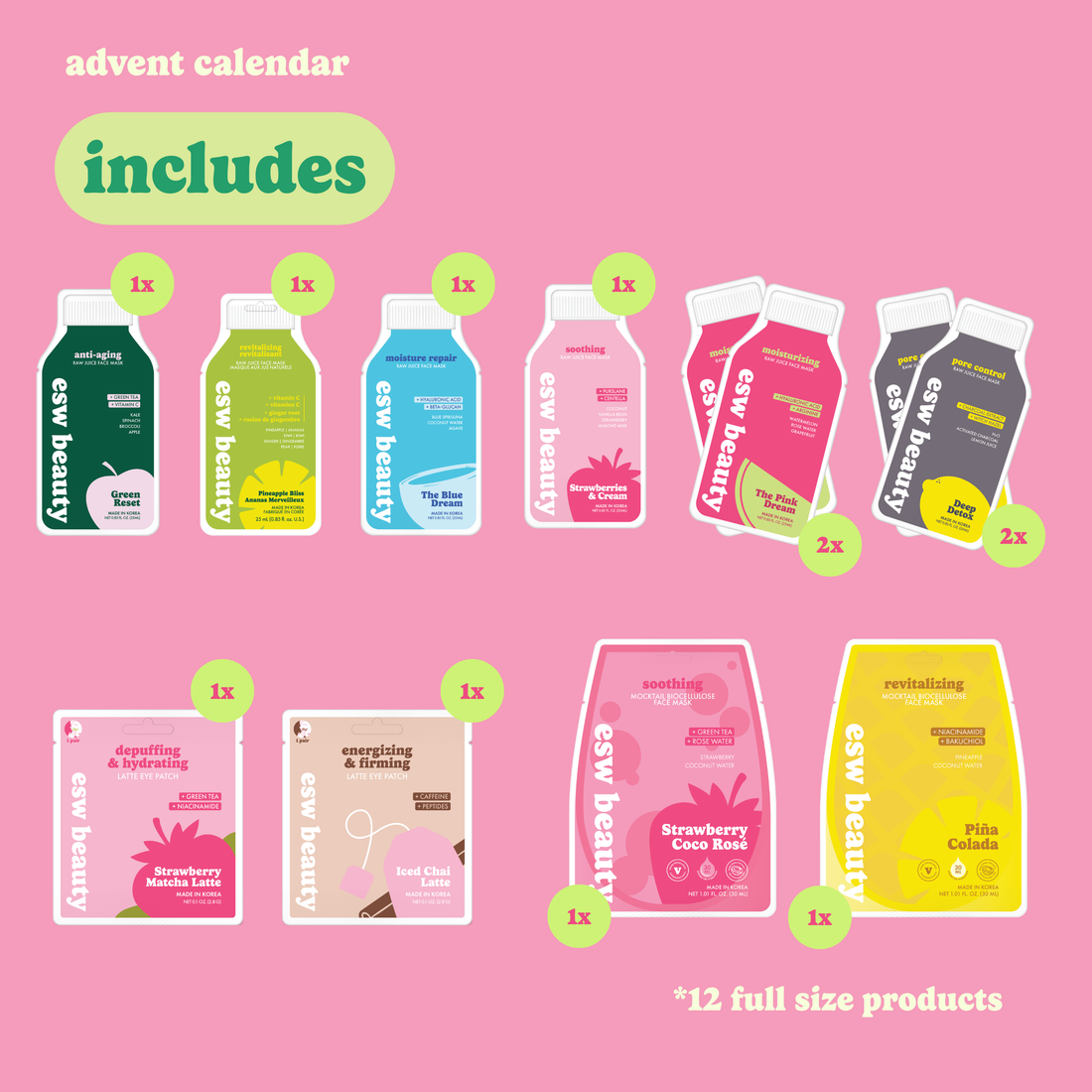 12 Days of Face Masks Advent Set