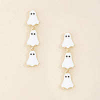 Halloween Triple Ghost Enamel Drop Earrings