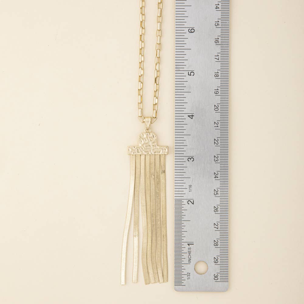 Herringbone Tassel Pendant Long Necklace