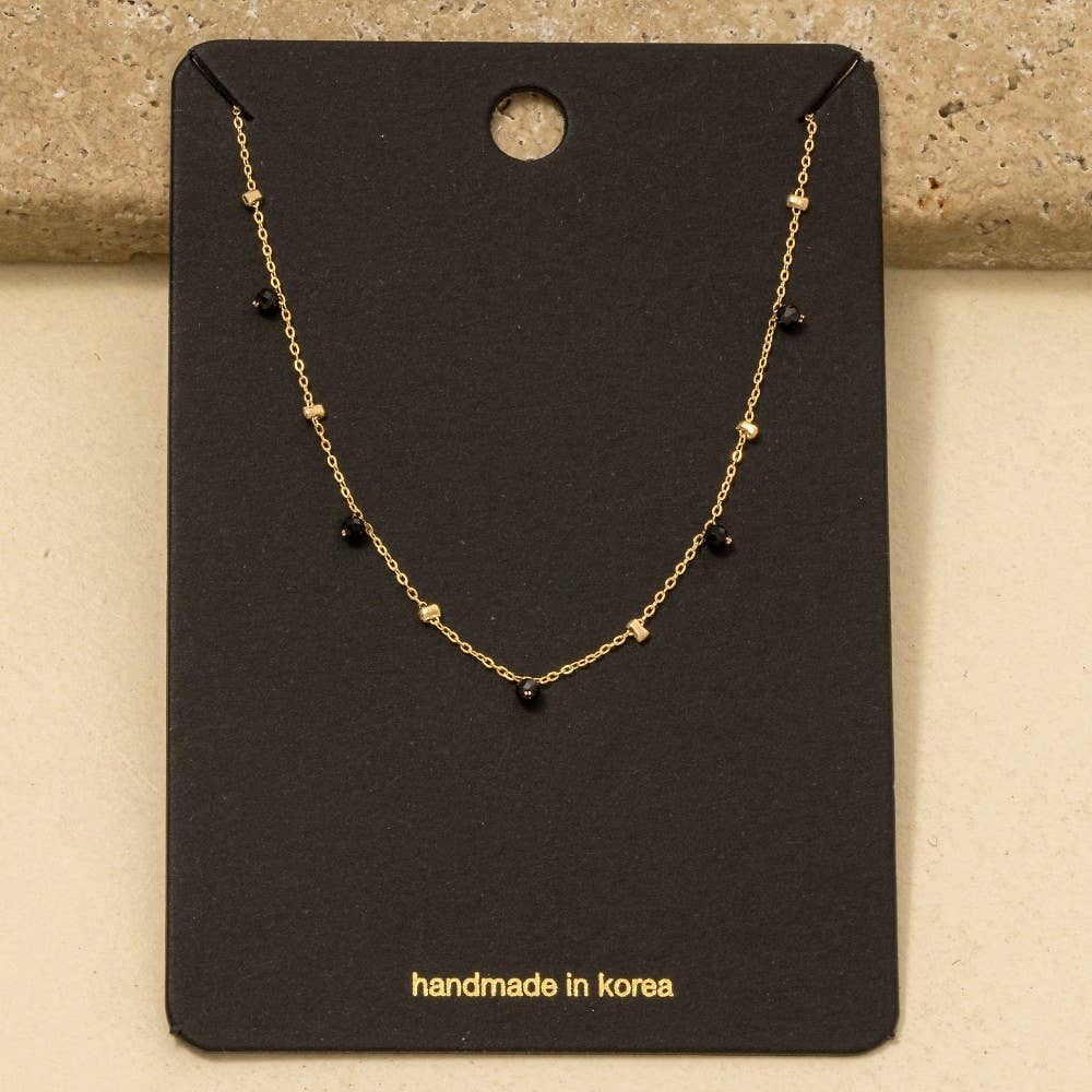 Dainty Mix Bead Charm Necklace: Peach