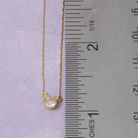 Dainty Chain Round Cz Halo Solitaire Pendant Necklace: Gold
