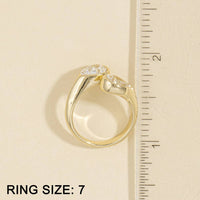 Double Pear Bezel Open Ring: Rhodium Crystal