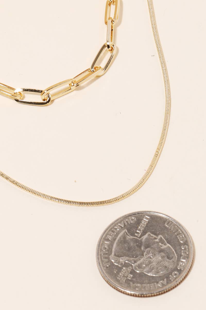 Double Chain Layered Necklace - Gold