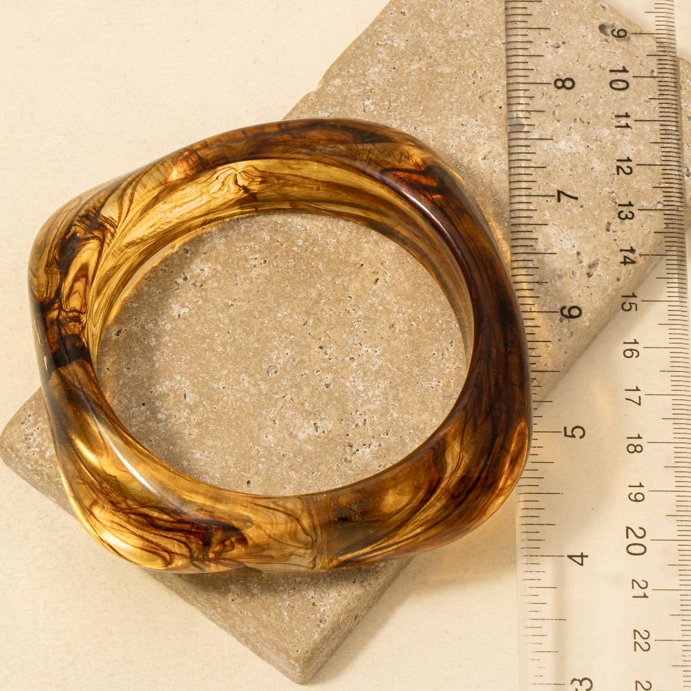 Large Squared Marble Acrylic Bangle Bracelet