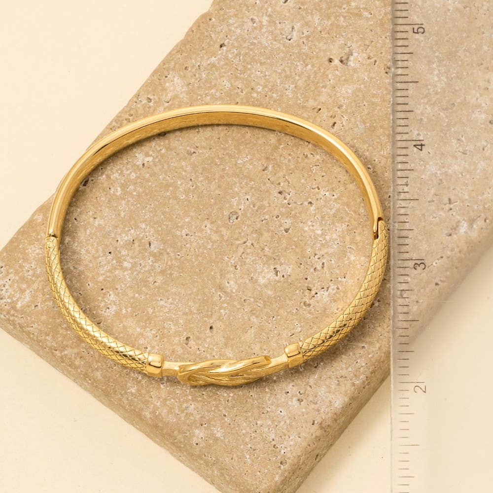 Stainless Steel Textured Knot Bangle Bracelet