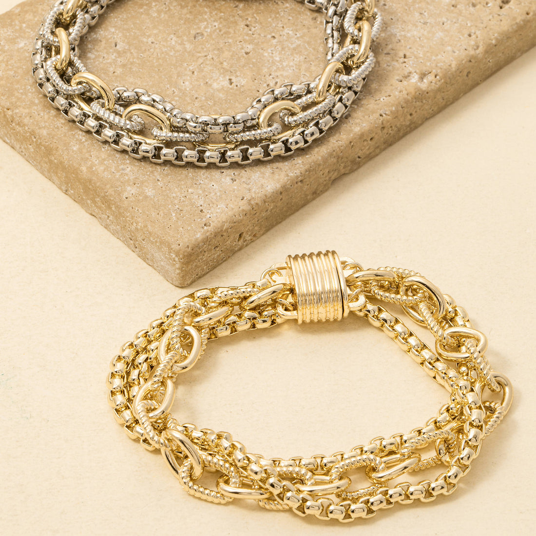 Chains Magnetic Lock Gold Plated Bracelet