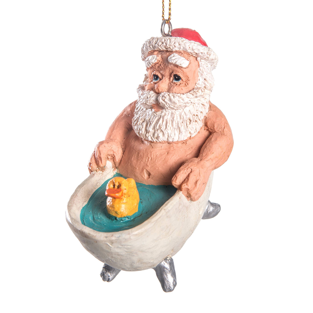 Santa In A Tub Christmas Ornament