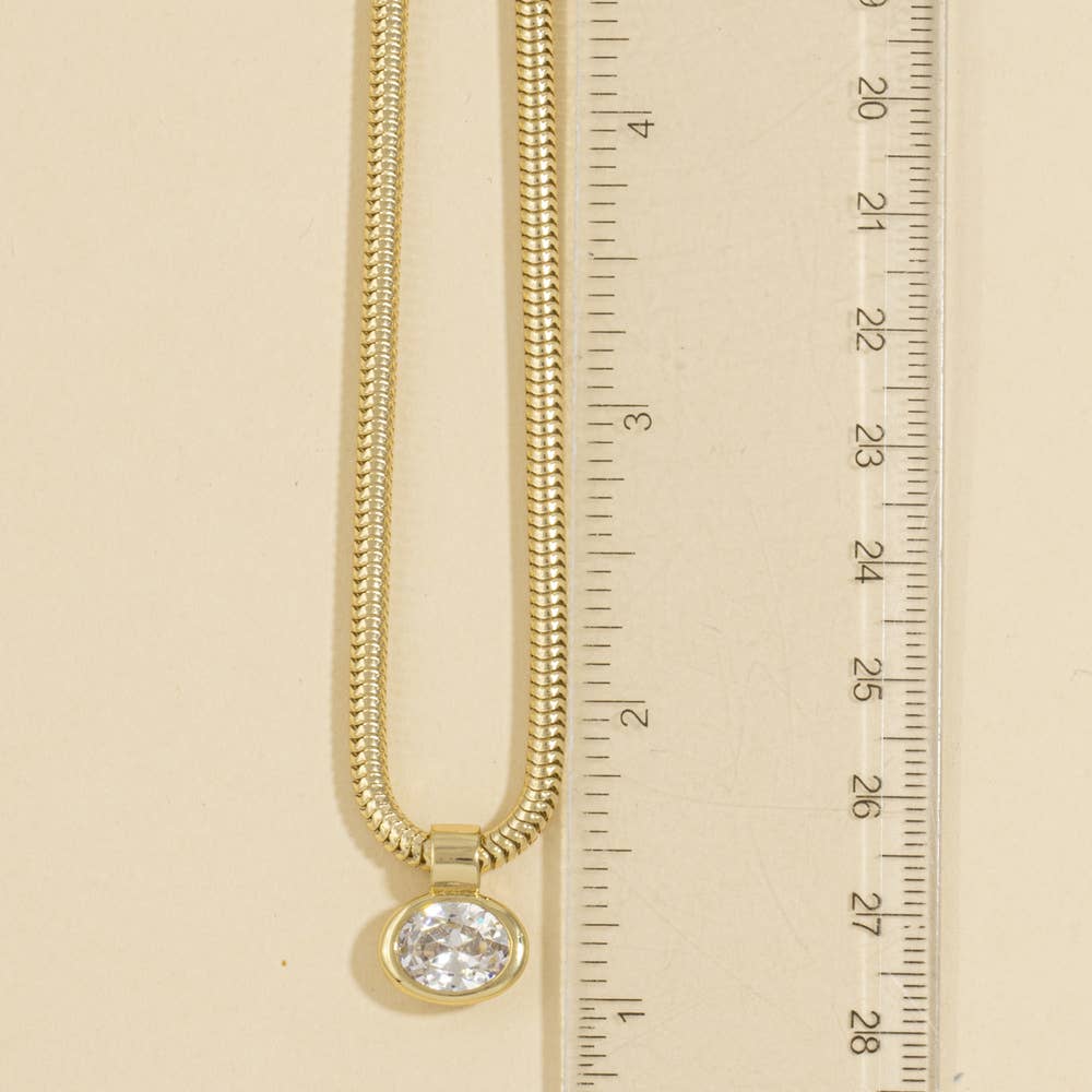 Oval Bezel Snake Chain Necklace: Gold