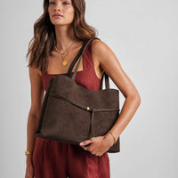 Lori Suedette Tote Bag - Bitter Chocolate