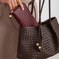 Nova Woven Texture Large Wallet - Cherry