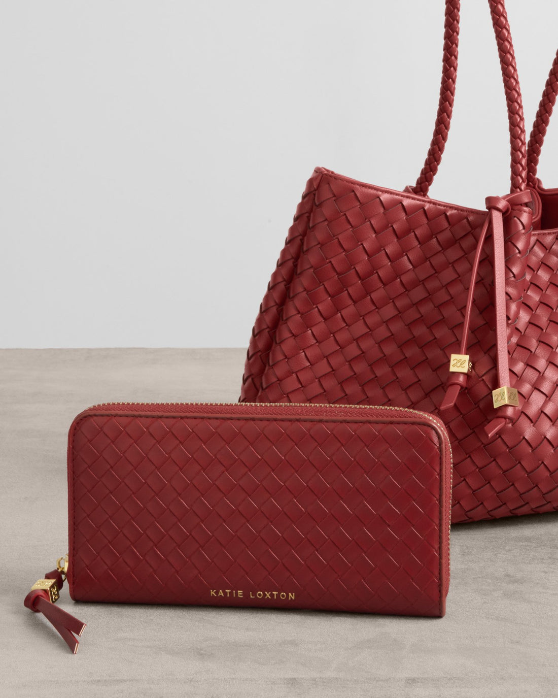 Nova Woven Texture Large Wallet - Crimson