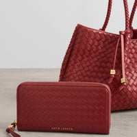 Nova Woven Texture Large Wallet - Crimson