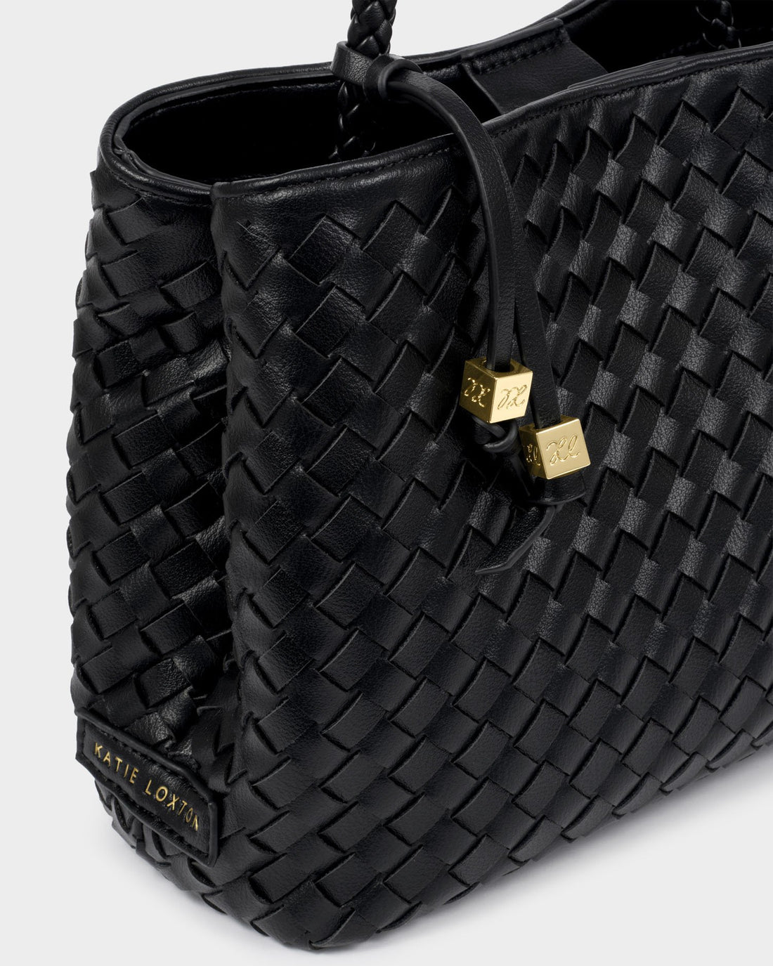 Nova Hand Woven Top Handle Bag - Black