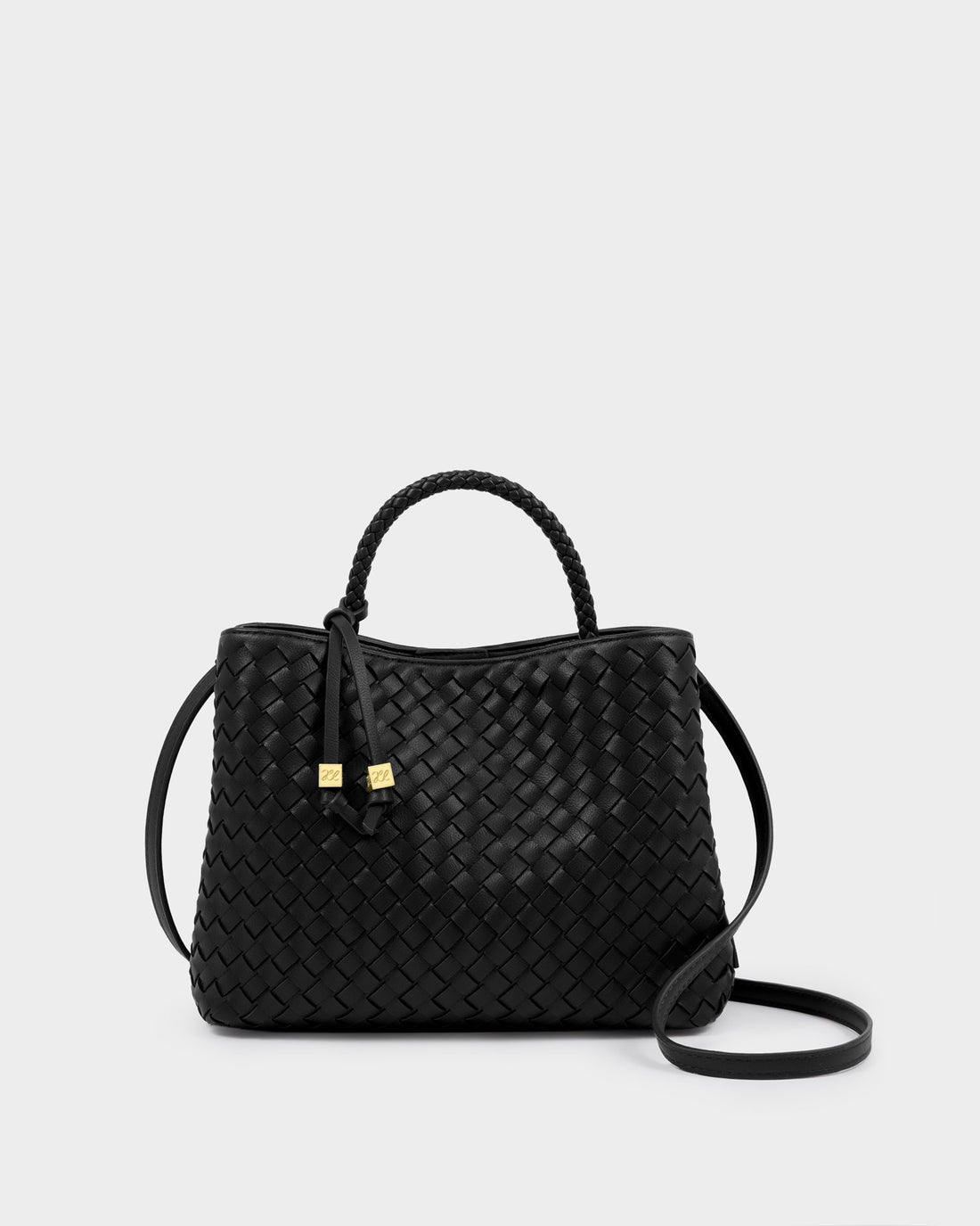 Nova Hand Woven Top Handle Bag - Black