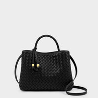Nova Hand Woven Top Handle Bag - Black