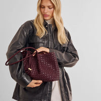 Nova Hand Woven Small Shoulder Tote - Cherry