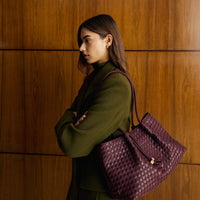 Nova Hand Woven Small Shoulder Tote - Cherry