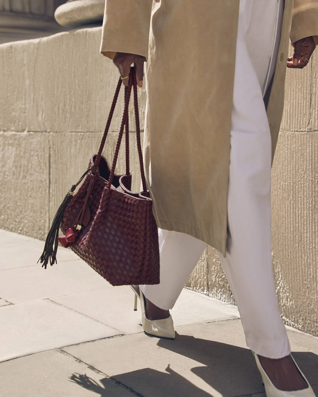 Nova Hand Woven Small Shoulder Tote - Cherry