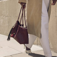 Nova Hand Woven Small Shoulder Tote - Cherry