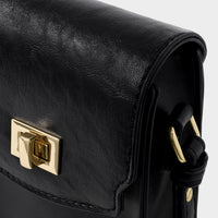 Orin Twist Lock Distressed Slim Bag - Black