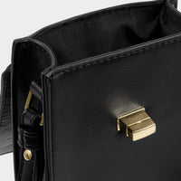 Orin Twist Lock Distressed Slim Bag - Black