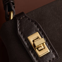 Orin Twist Lock Suedette Small Shoulder Bag - Bitter Chocolate