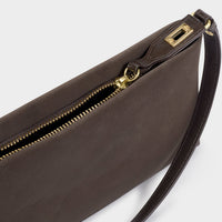 Orin Twist Lock Suedette Small Shoulder Bag - Bitter Chocolate