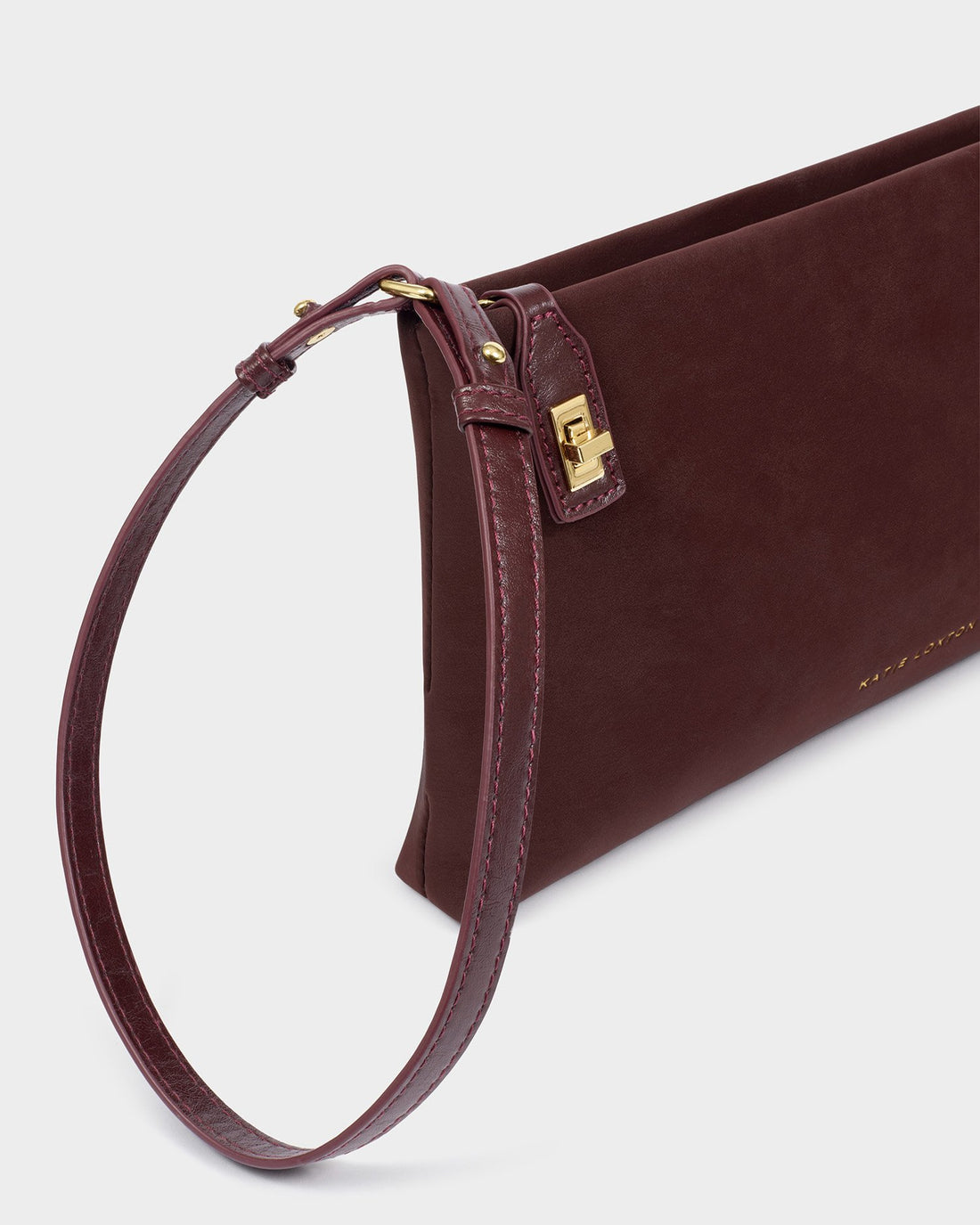Orin Twist Lock Suedette Small Shoulder Bag - Cherry