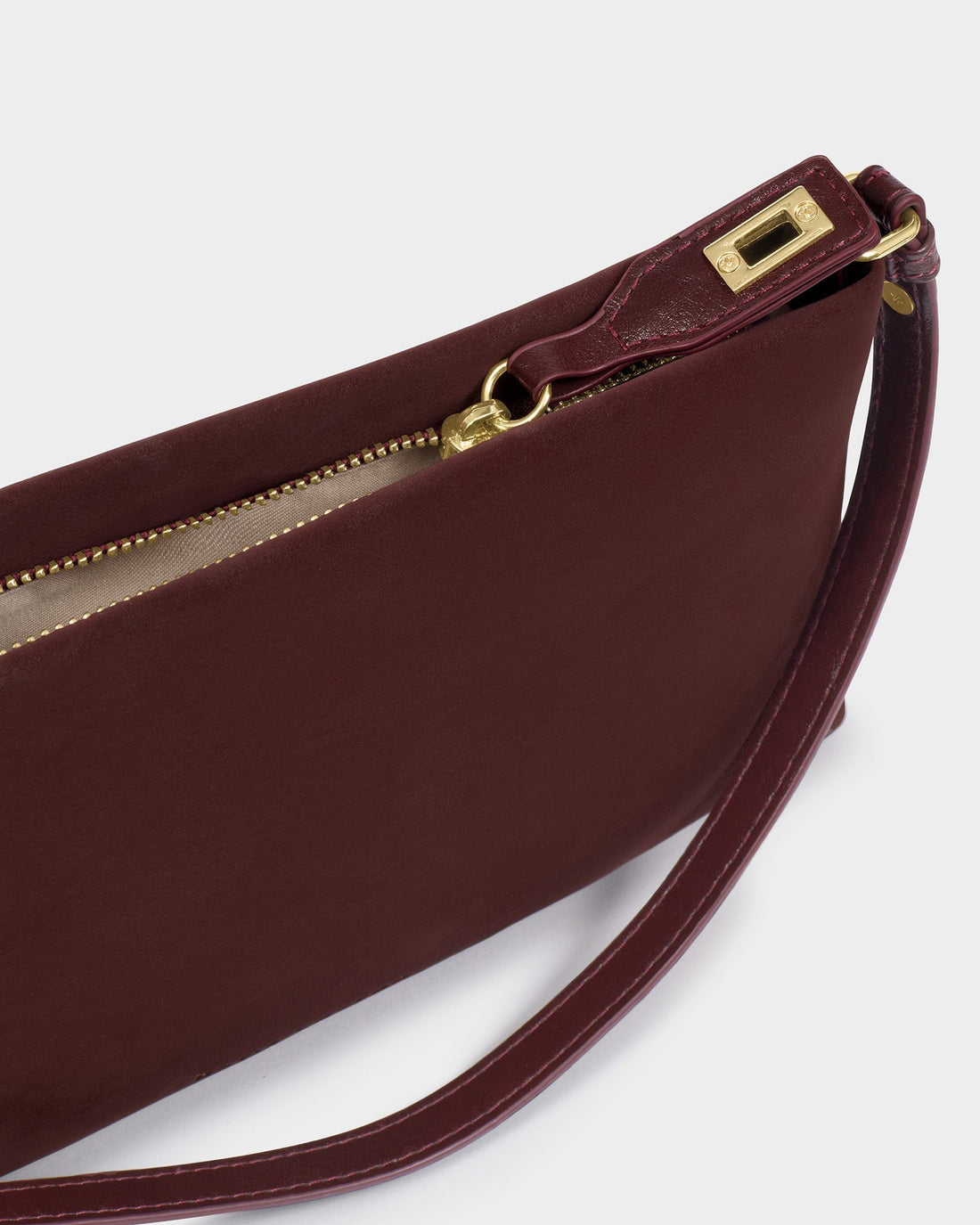 Orin Twist Lock Suedette Small Shoulder Bag - Cherry