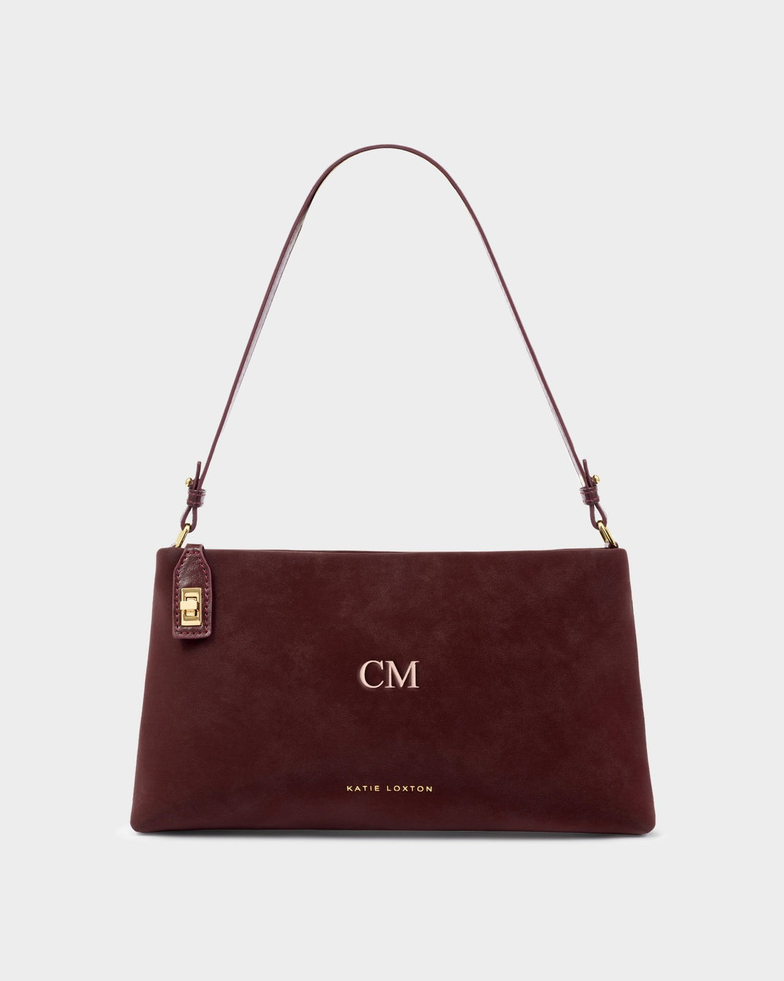 Orin Twist Lock Suedette Small Shoulder Bag - Cherry