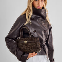 ORIN TOP HANDLE CROSSBODY BAG | Chocolate Leopard