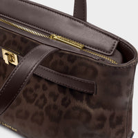 ORIN TOP HANDLE CROSSBODY BAG | Chocolate Leopard