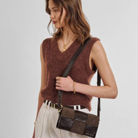 TAYA CROSSBODY BAG | Bitter Chocolate Patent Crackle / Bitter Chocolate Suedette