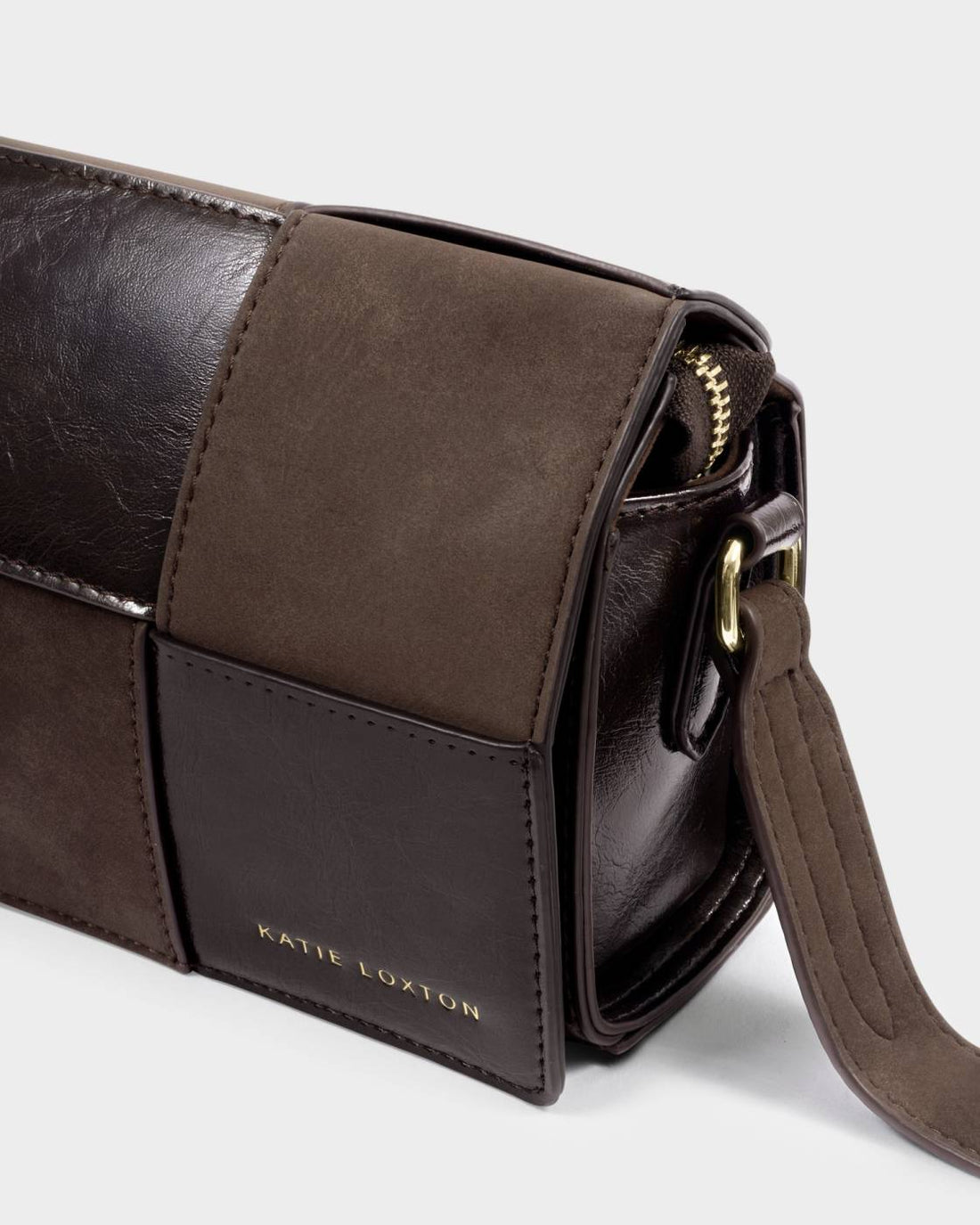 TAYA CROSSBODY BAG | Bitter Chocolate Patent Crackle / Bitter Chocolate Suedette