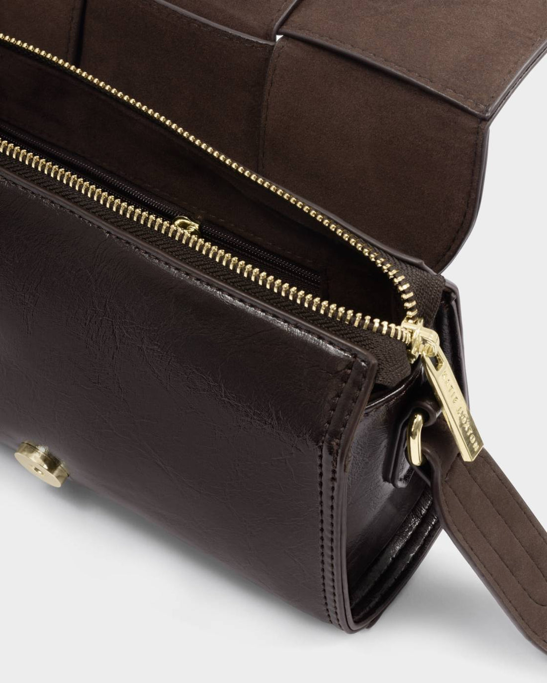 TAYA CROSSBODY BAG | Bitter Chocolate Patent Crackle / Bitter Chocolate Suedette