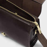 TAYA CROSSBODY BAG | Bitter Chocolate Patent Crackle / Bitter Chocolate Suedette