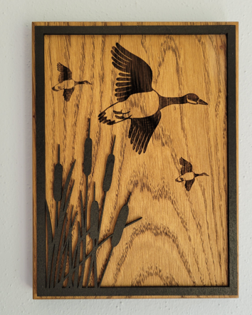 Marsh Geese Wooden Laser Sign