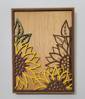 Sunflowers Wooden Laser Sign