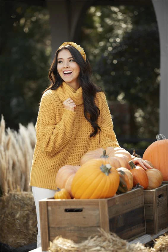 Randi Waffle Sweater - Mustard