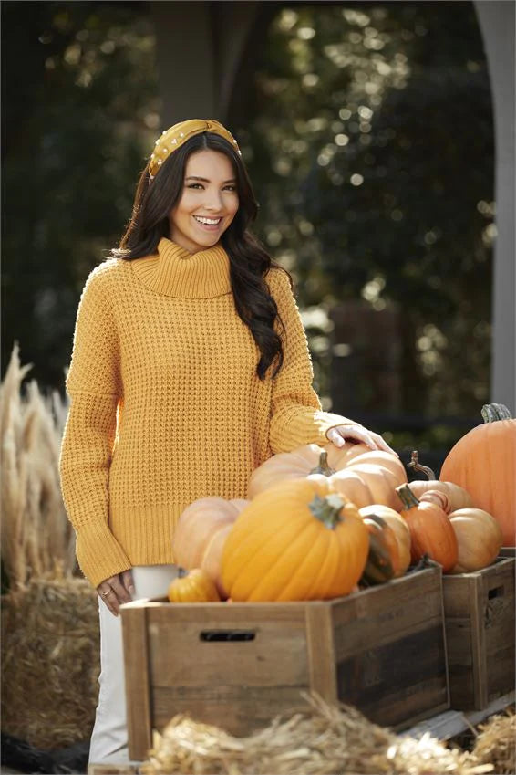 Randi Waffle Sweater - Mustard