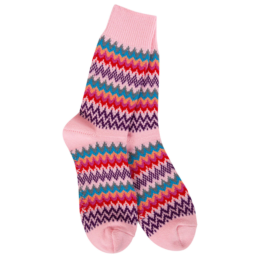 Weekend Zig Zag Crew Socks - Pink Multi