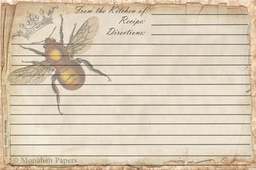 Queen Bee Antique Style Recipe Cards