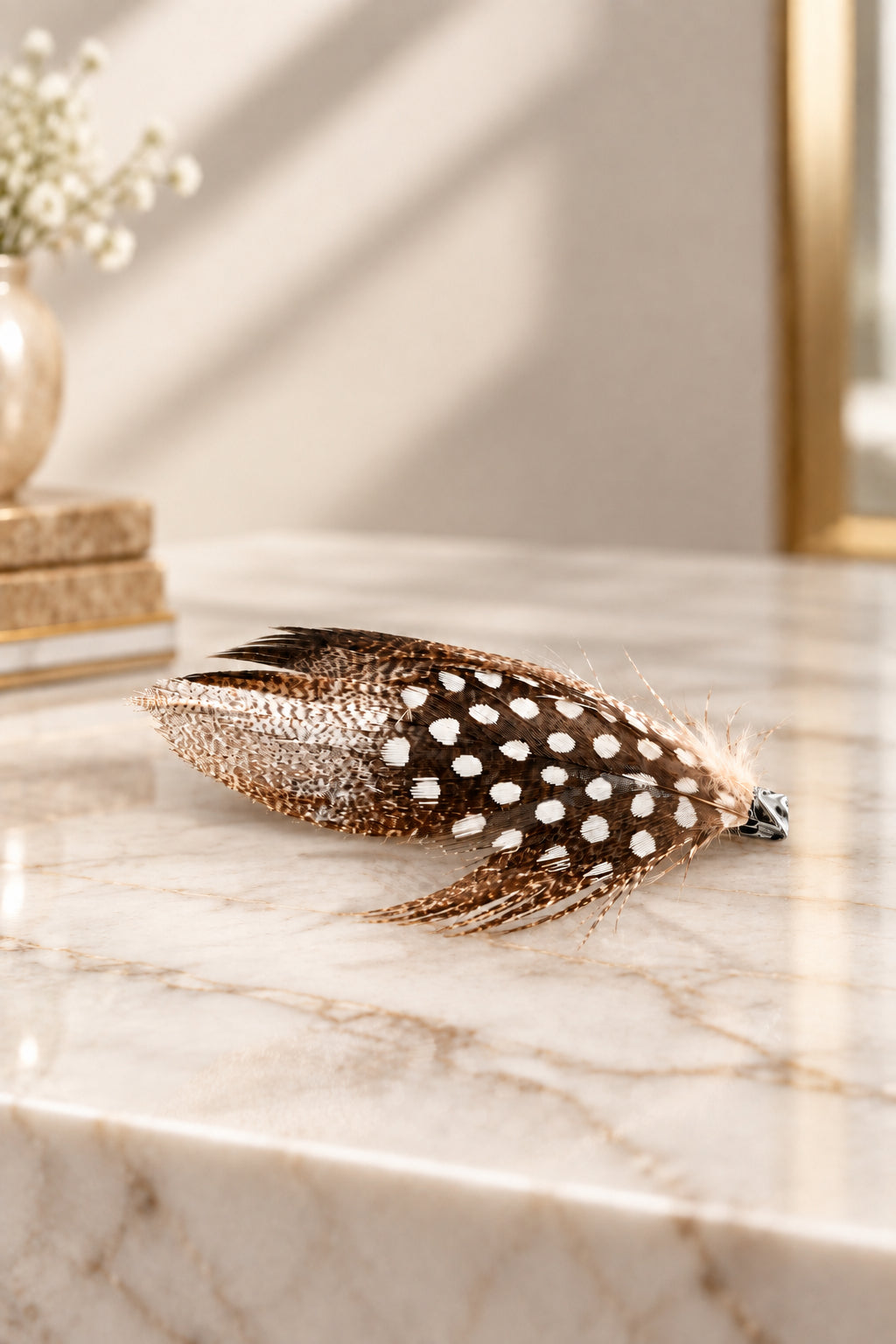 Feather Hair Clip - Spotted