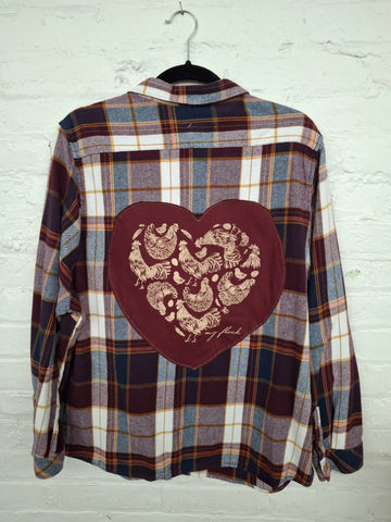 Repurposed Flannel Shirt with My Flock Chicken Patch