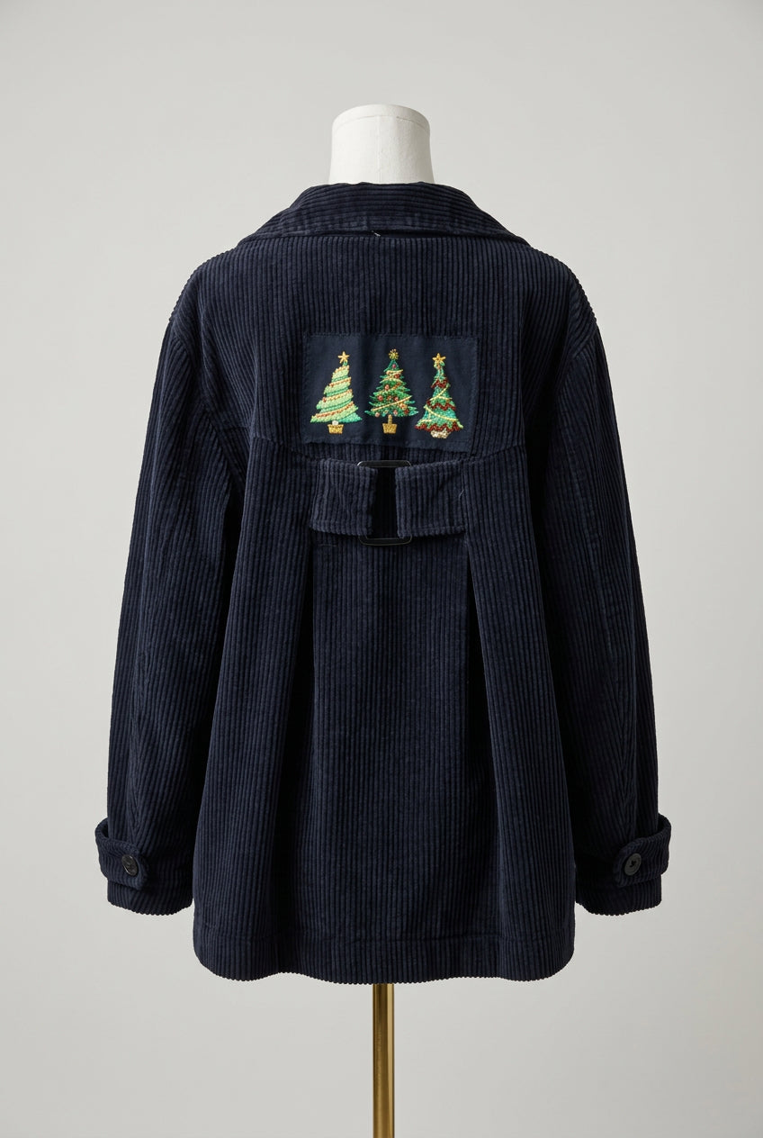 Repurposed Jacket with Christmas Trees Patch