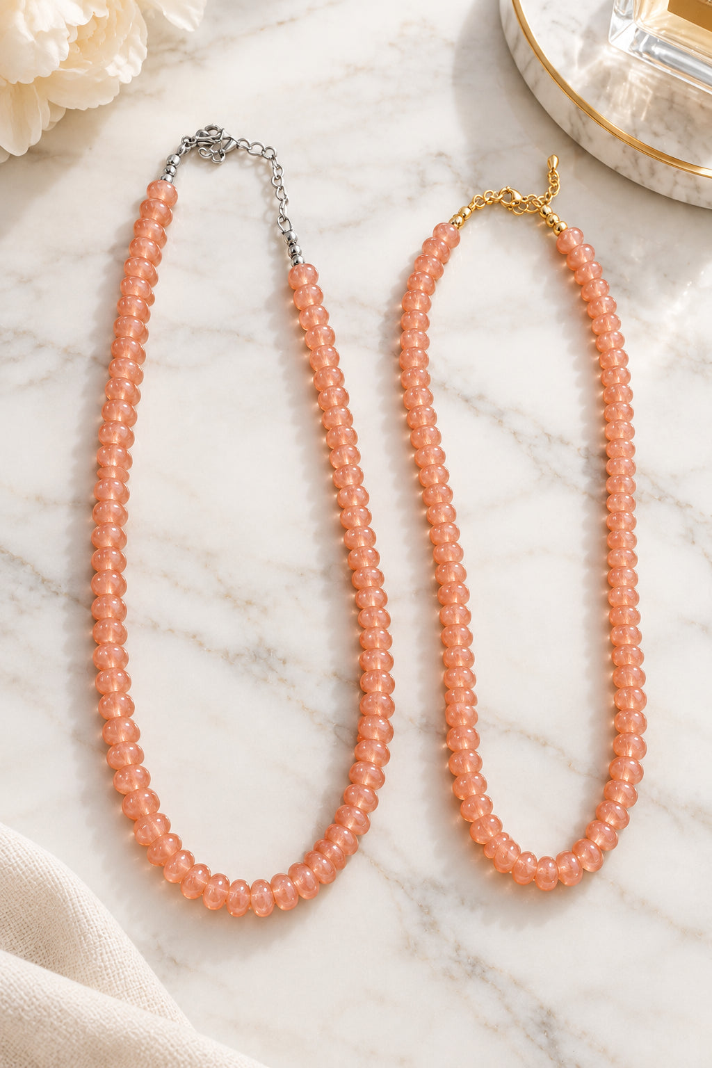 Beaded Necklace - Peach