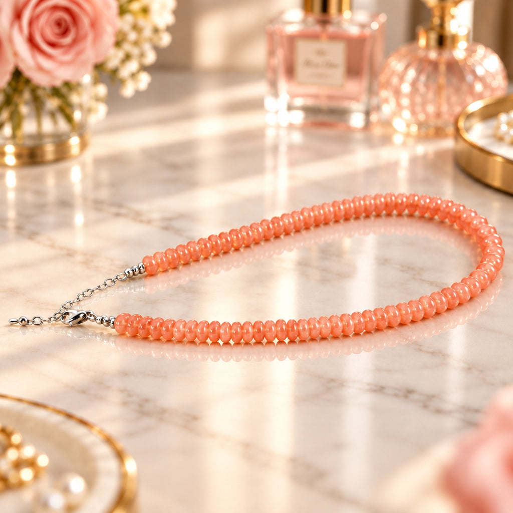 Beaded Necklace - Peach