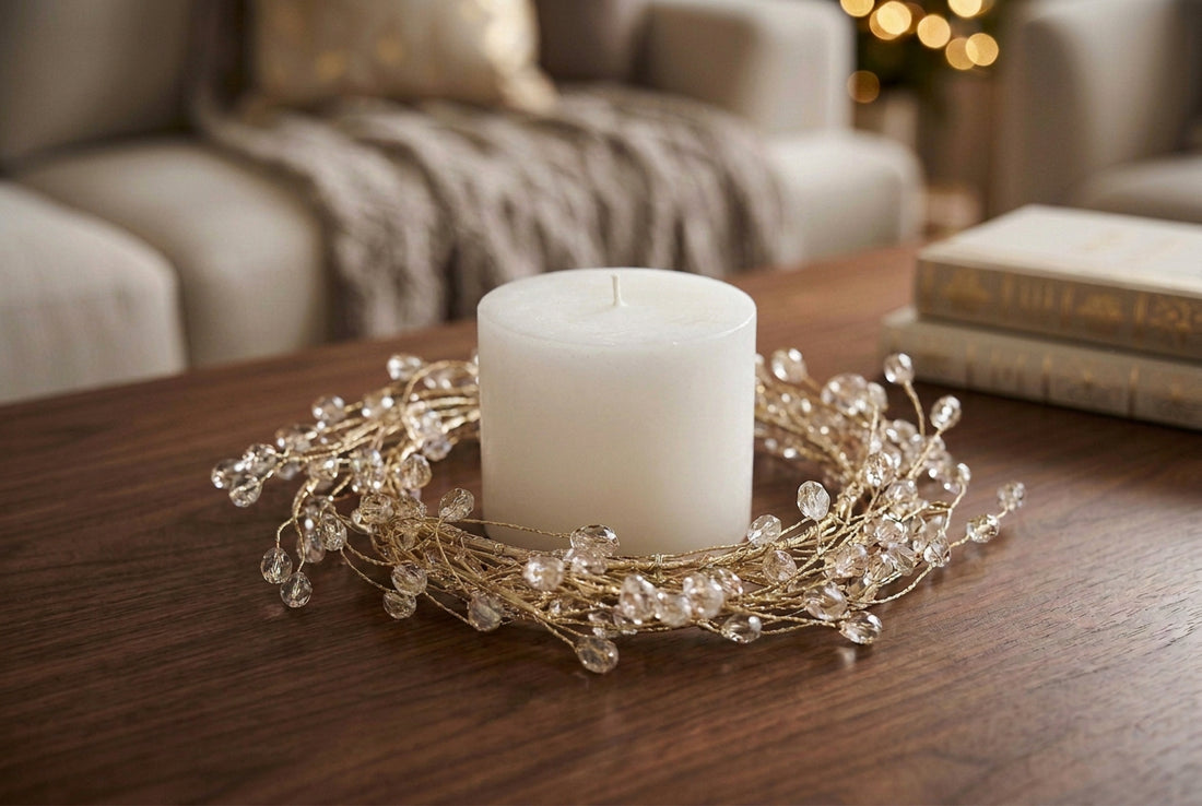 Gold Crystal Candle Ring - 6.5"