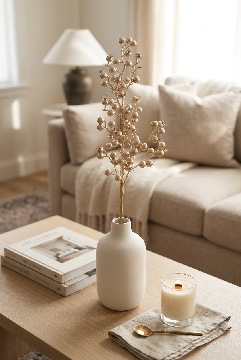 Champagne Metallic Berry Spray - 27"