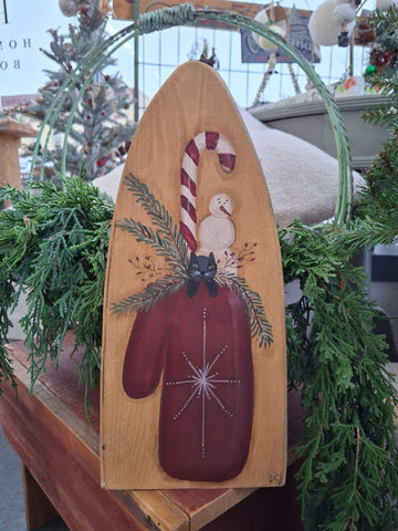 Hanging Mitten Hand Painted Board